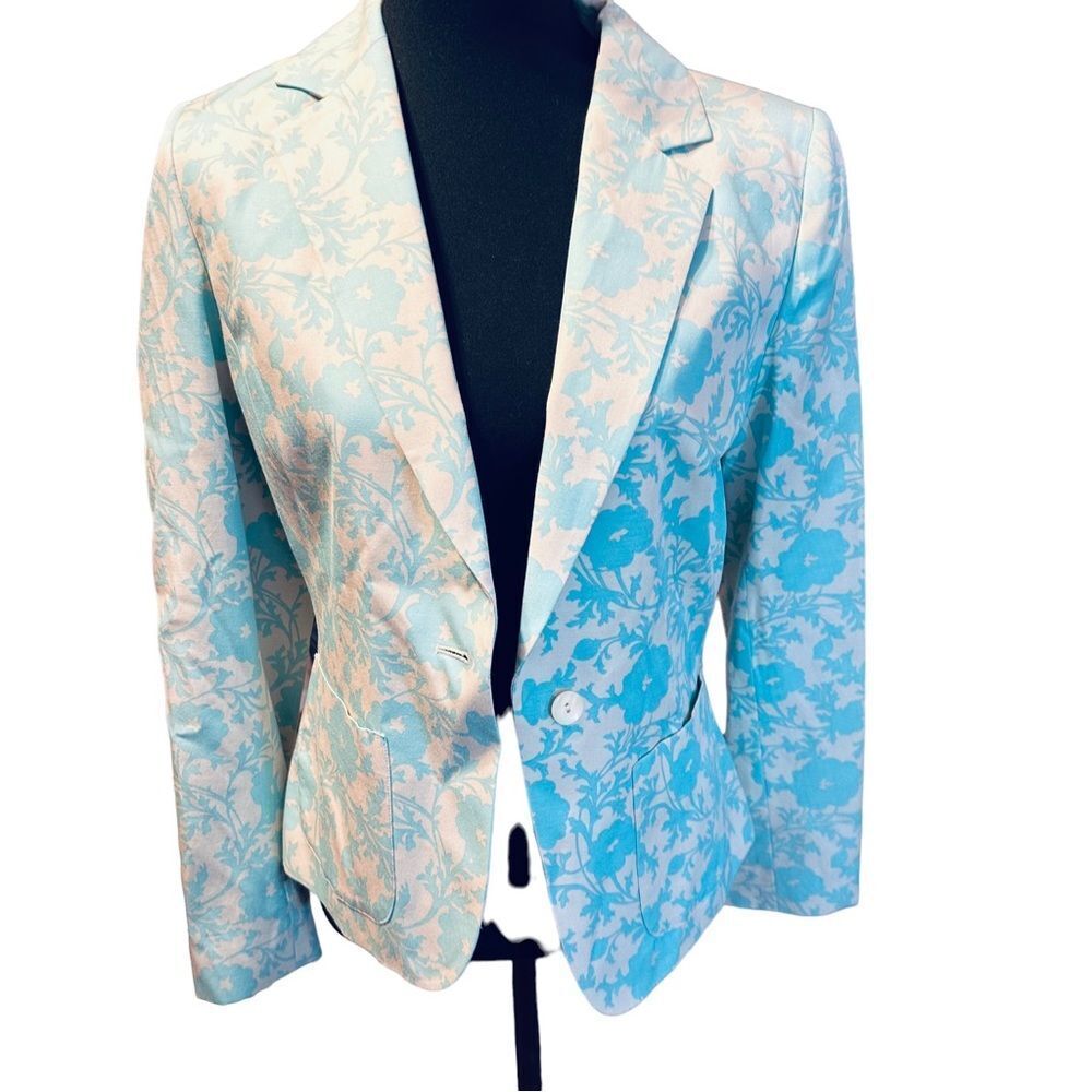Casual Corner Cream Aqua Blue Vintage Jacket Sz6
